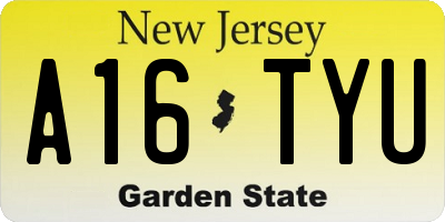 NJ license plate A16TYU