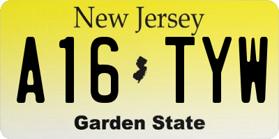 NJ license plate A16TYW