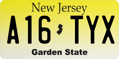 NJ license plate A16TYX