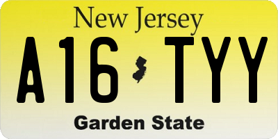 NJ license plate A16TYY