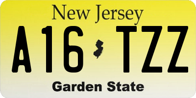 NJ license plate A16TZZ