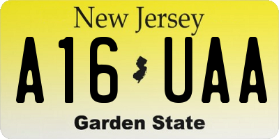 NJ license plate A16UAA