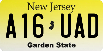 NJ license plate A16UAD