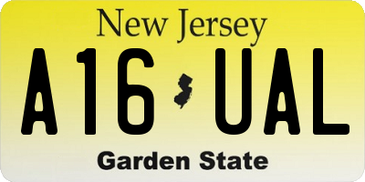 NJ license plate A16UAL