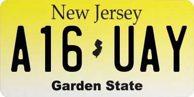 NJ license plate A16UAY
