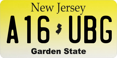 NJ license plate A16UBG
