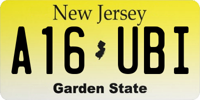 NJ license plate A16UBI
