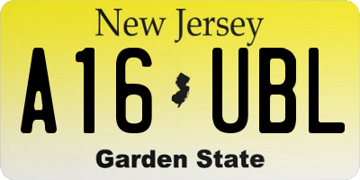 NJ license plate A16UBL