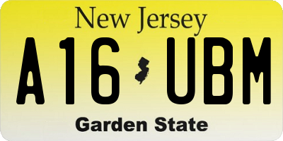 NJ license plate A16UBM