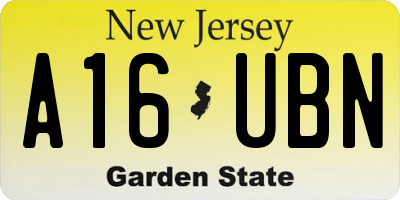 NJ license plate A16UBN