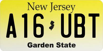 NJ license plate A16UBT