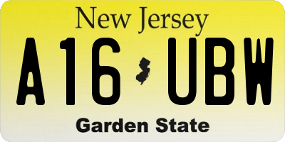 NJ license plate A16UBW