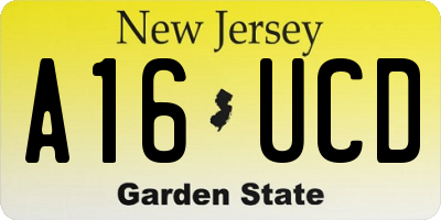 NJ license plate A16UCD