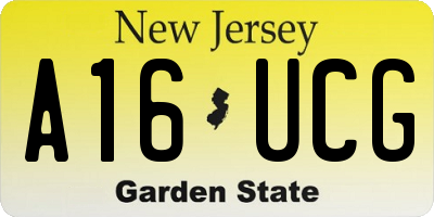 NJ license plate A16UCG