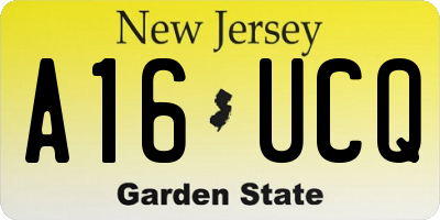 NJ license plate A16UCQ