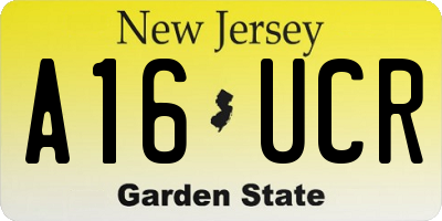 NJ license plate A16UCR