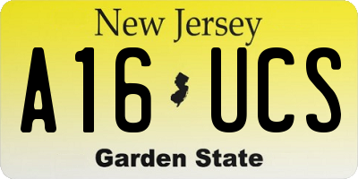 NJ license plate A16UCS