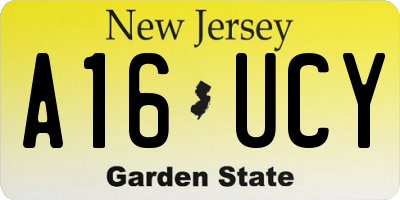 NJ license plate A16UCY