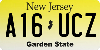 NJ license plate A16UCZ