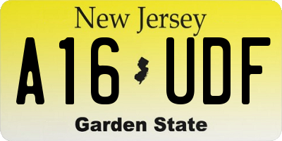 NJ license plate A16UDF