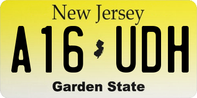 NJ license plate A16UDH