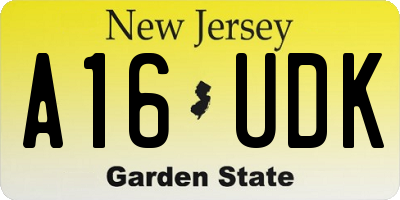 NJ license plate A16UDK