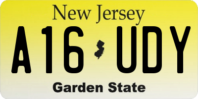 NJ license plate A16UDY