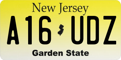 NJ license plate A16UDZ