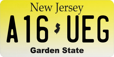NJ license plate A16UEG