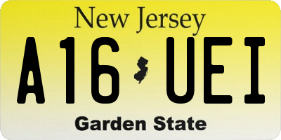 NJ license plate A16UEI