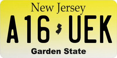 NJ license plate A16UEK