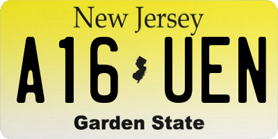 NJ license plate A16UEN