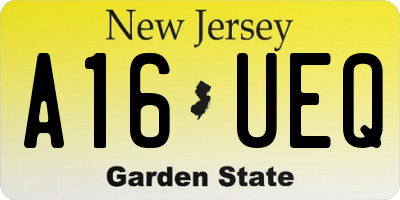 NJ license plate A16UEQ