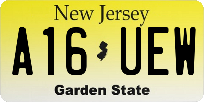 NJ license plate A16UEW