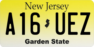 NJ license plate A16UEZ