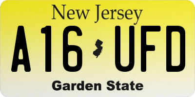 NJ license plate A16UFD