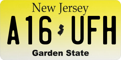 NJ license plate A16UFH
