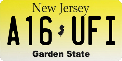 NJ license plate A16UFI