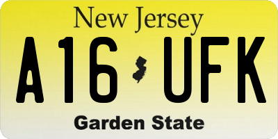 NJ license plate A16UFK