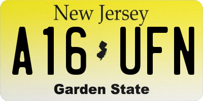 NJ license plate A16UFN