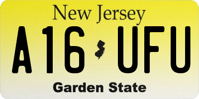 NJ license plate A16UFU
