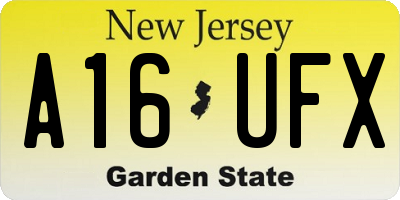 NJ license plate A16UFX