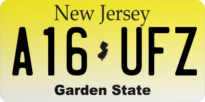 NJ license plate A16UFZ