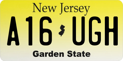 NJ license plate A16UGH