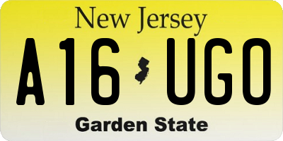 NJ license plate A16UGO