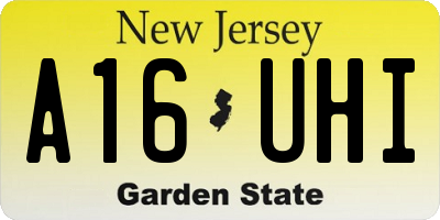 NJ license plate A16UHI