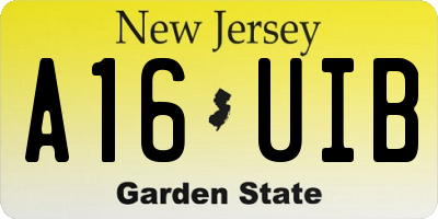 NJ license plate A16UIB