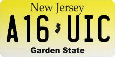 NJ license plate A16UIC