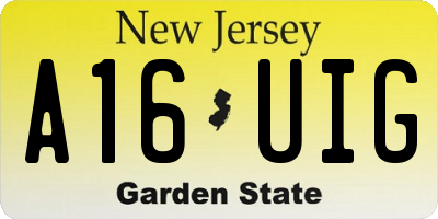 NJ license plate A16UIG