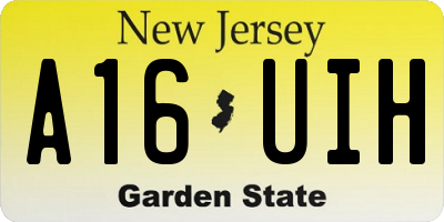 NJ license plate A16UIH